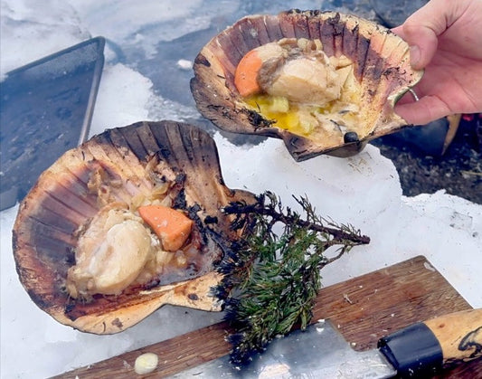 Kamskjell med hvitløksmør
