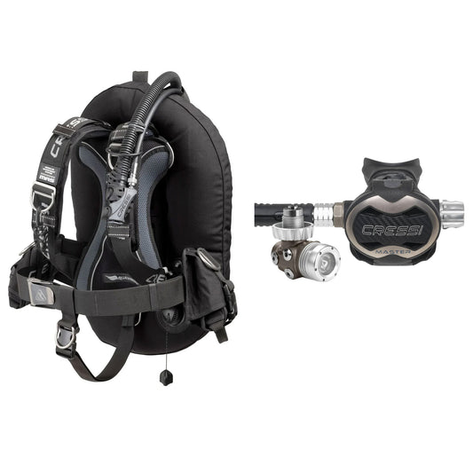 Cressi T10 regulator med Cressi Aquawing max