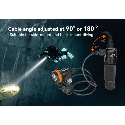 OrcaTorch D630 V2.0-dykarlampa med batterikassett