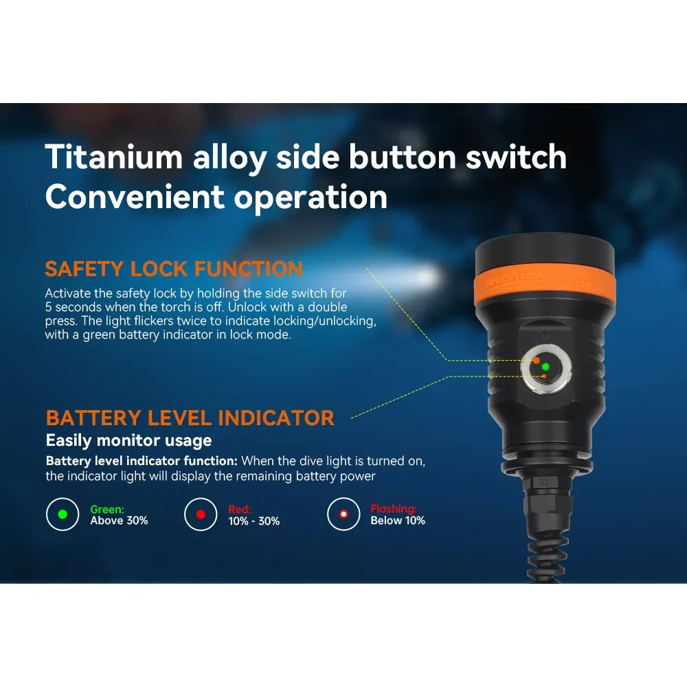 OrcaTorch D630 V2.0-dykarlampa med batterikassett