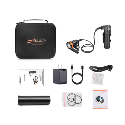 OrcaTorch D630 V2.0-dykarlampa med batterikassett