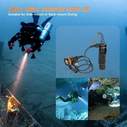 OrcaTorch D630 V2.0-dykarlampa med batterikassett