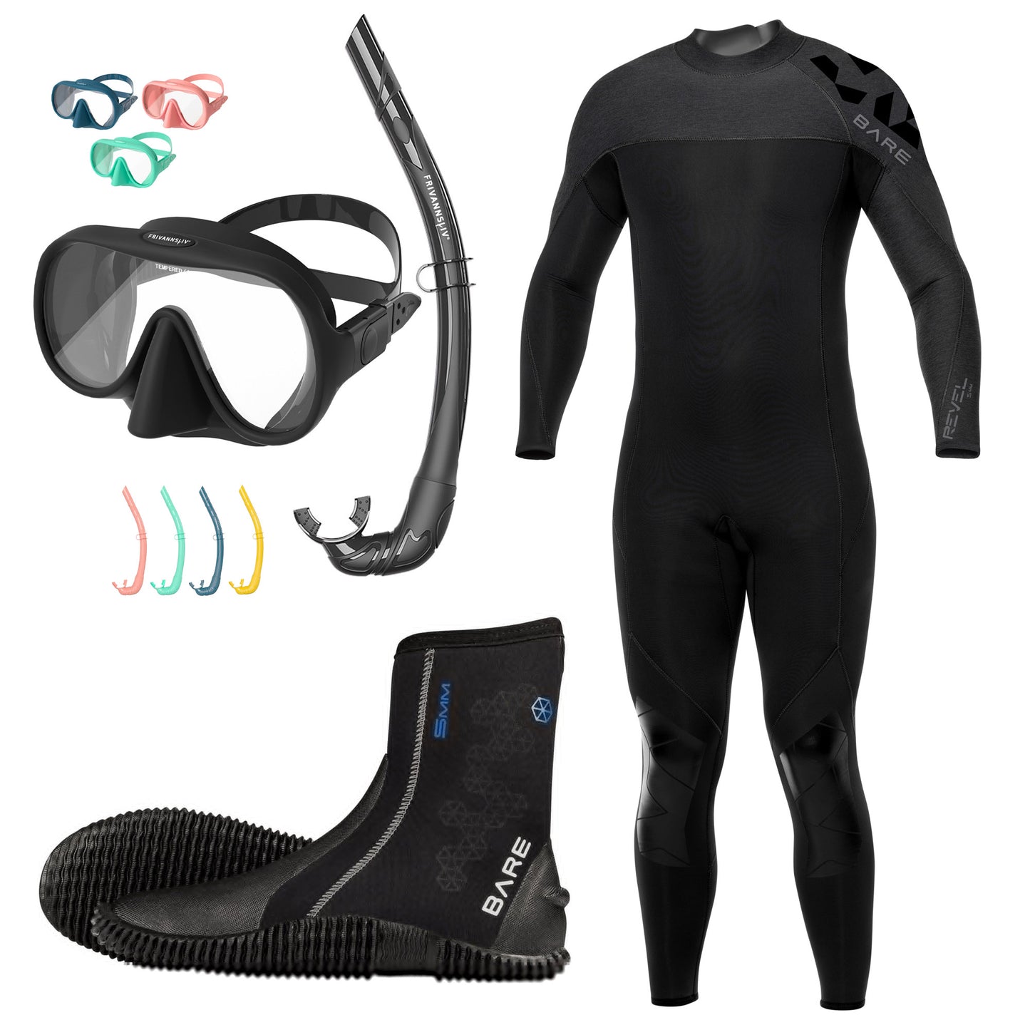 Utstyrspakke snorkling 5mm, herre