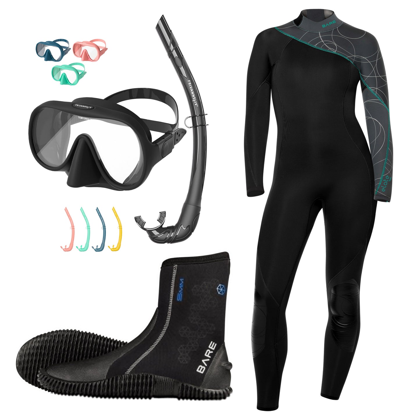 Utstyrspakke snorkling 5mm, dame