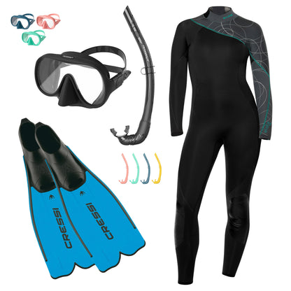 Utstyrspakke snorkling 5mm, dame